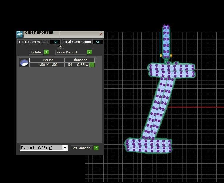 Model 803 Initial I Diamond Letter Pendant 3D print model_12