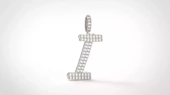 Model 803 Initial I Diamond Letter Pendant 3D print model