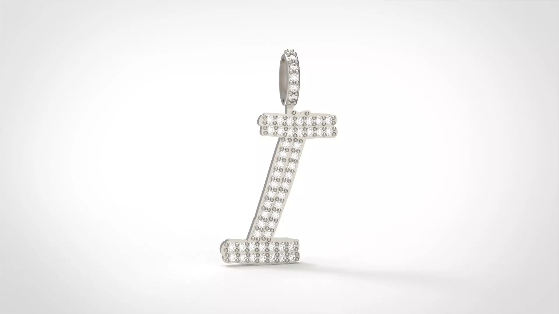 Model 803 Initial I Diamond Letter Pendant 3D print model_0