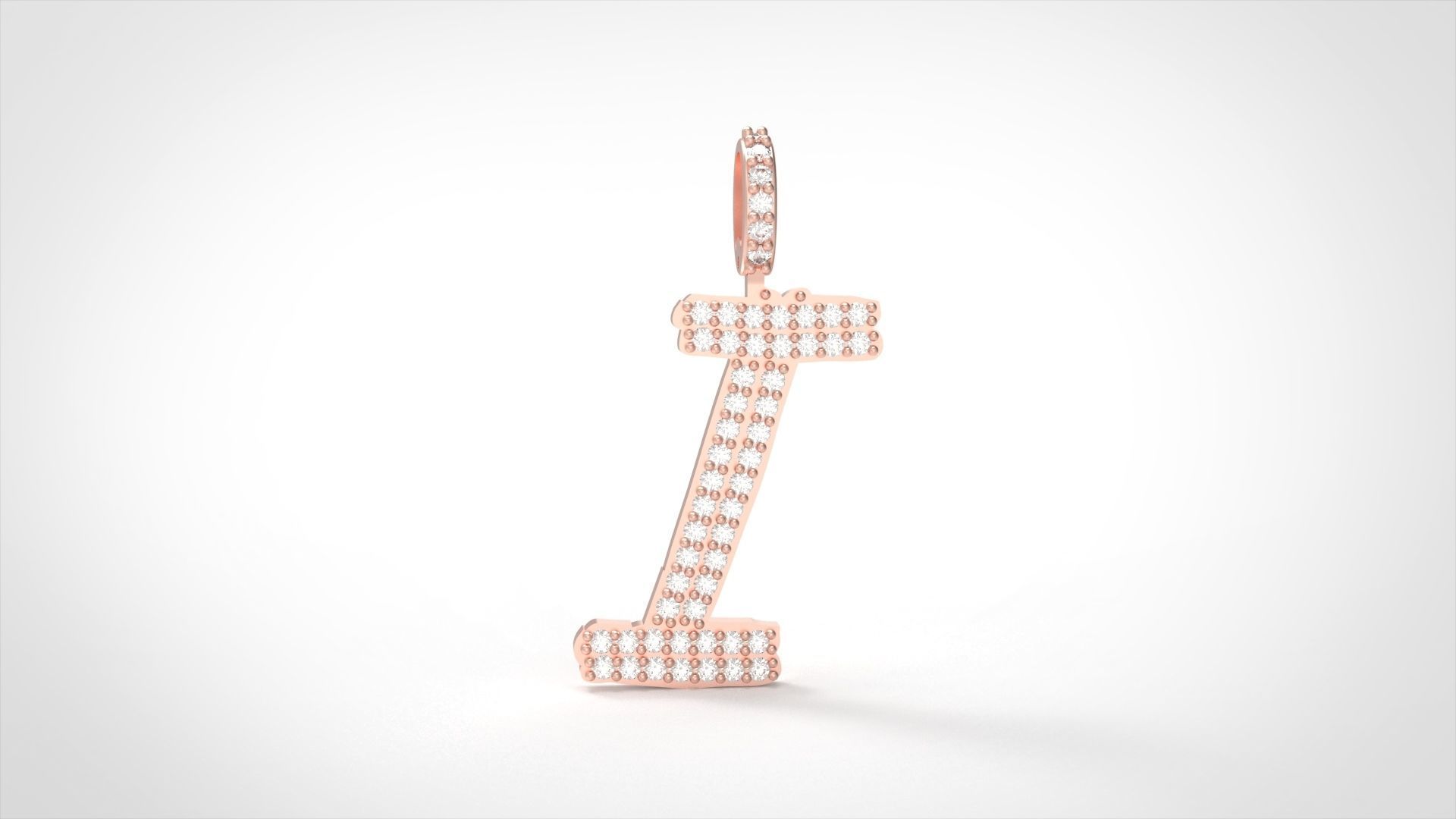 Model 803 Initial I Diamond Letter Pendant 3D print model_1