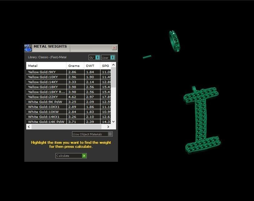 Model 803 Initial I Diamond Letter Pendant 3D print model_10