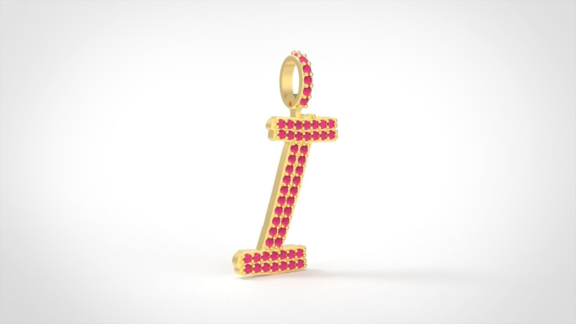 Model 803 Initial I Diamond Letter Pendant 3D print model_3