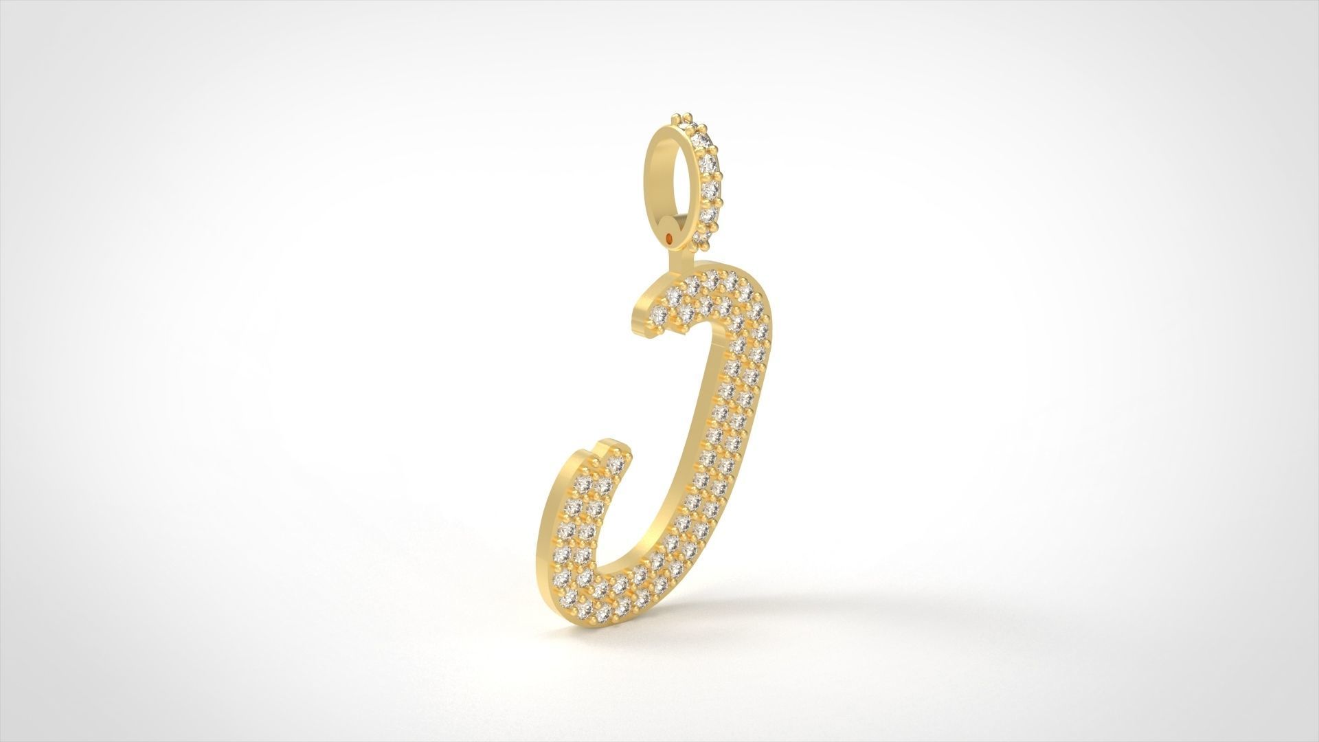 Model 804 Initial J Diamond Letter Pendant 3D print model_2