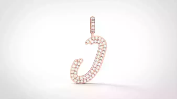 Model 804 Initial J Diamond Letter Pendant 3D print model