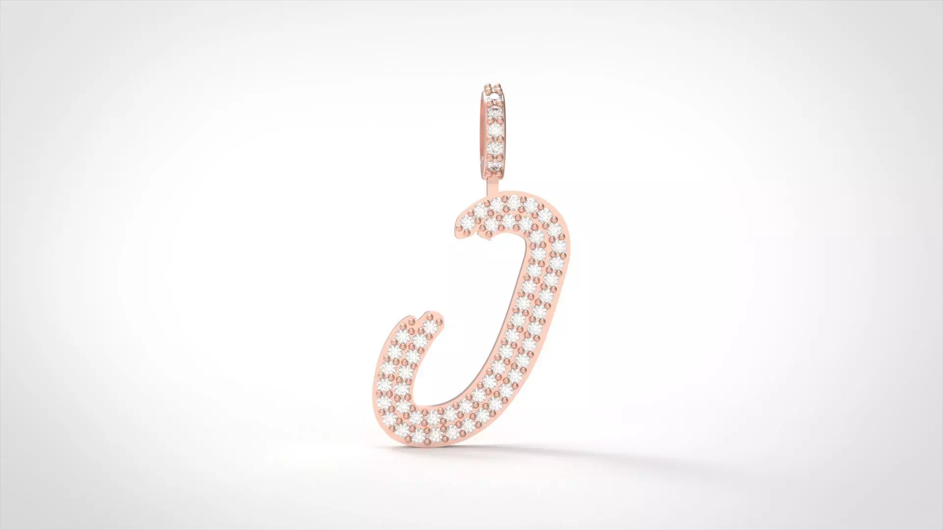 Model 804 Initial J Diamond Letter Pendant 3D print model_0