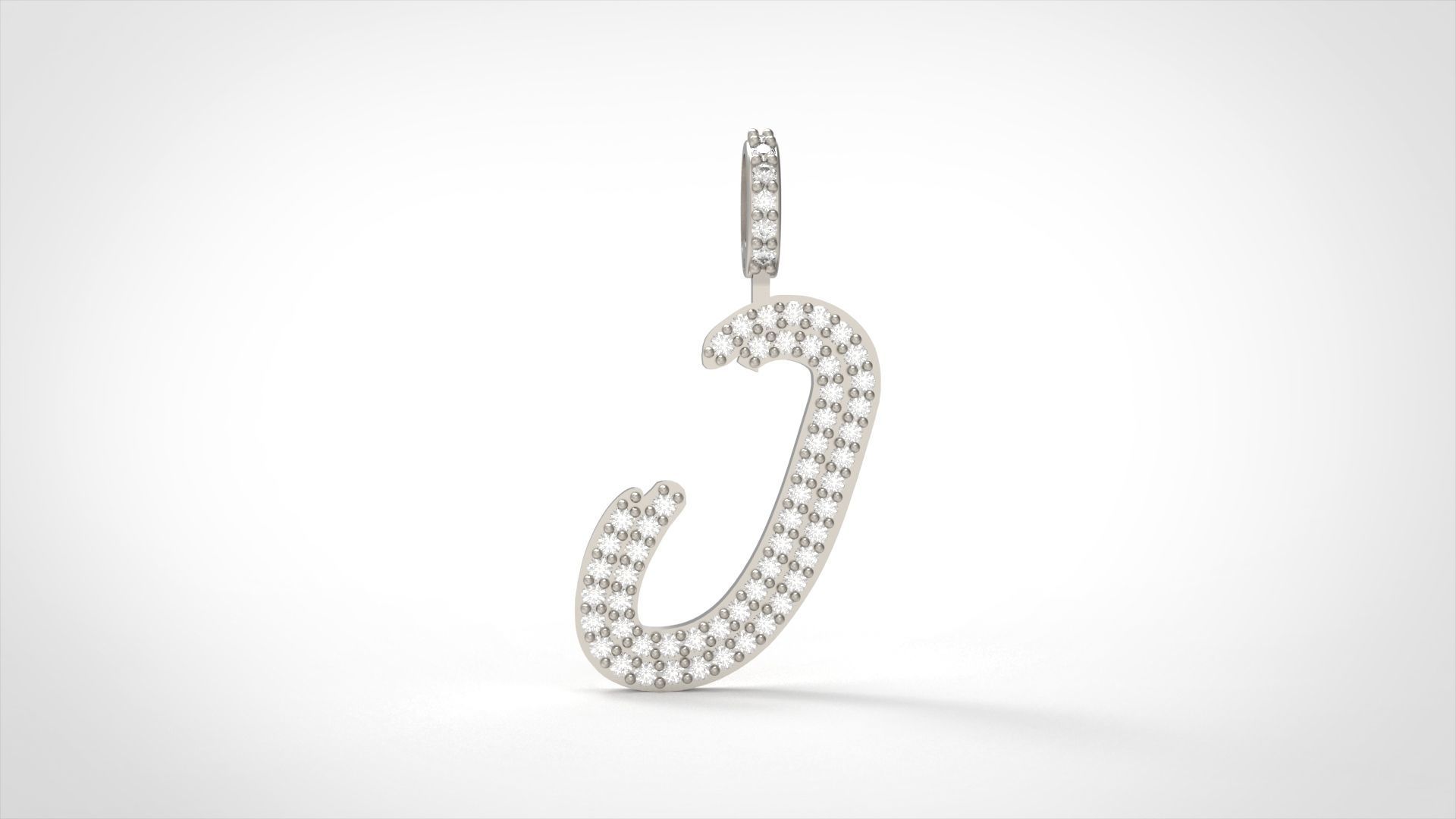 Model 804 Initial J Diamond Letter Pendant 3D print model_3