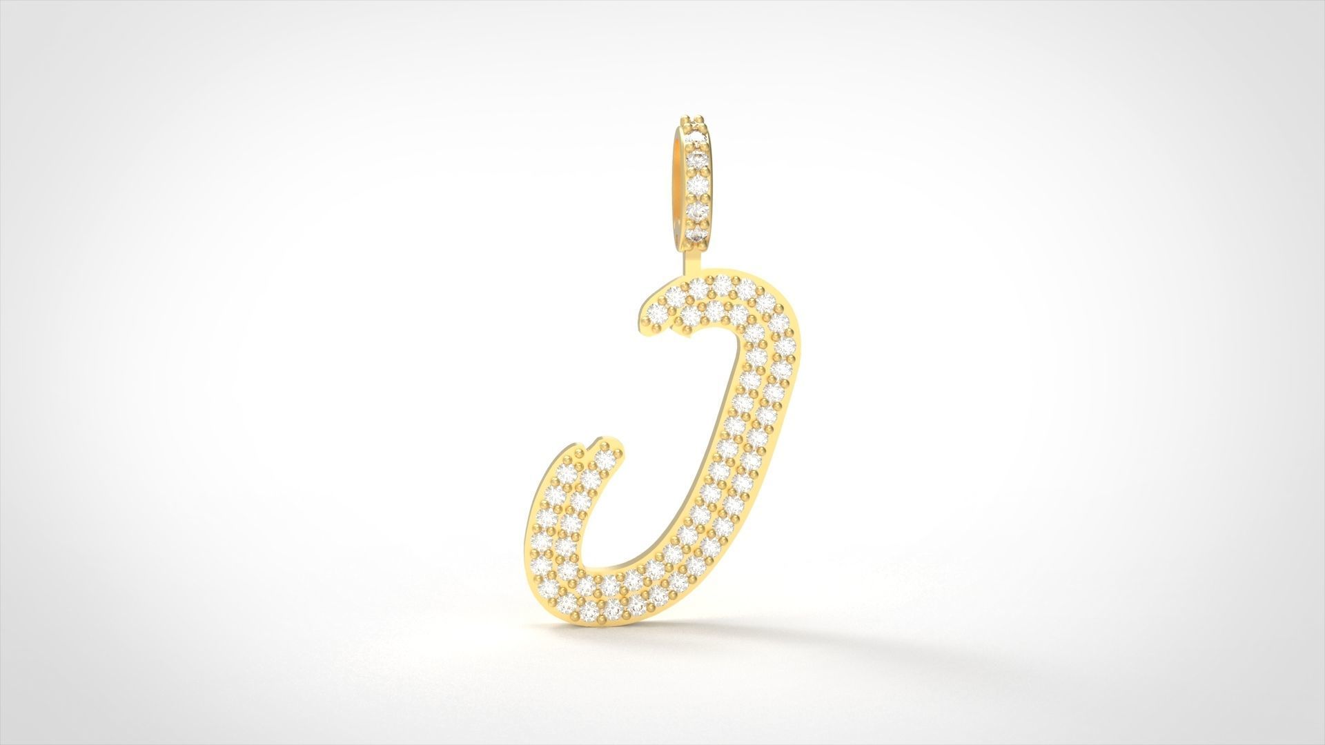 Model 804 Initial J Diamond Letter Pendant 3D print model_1