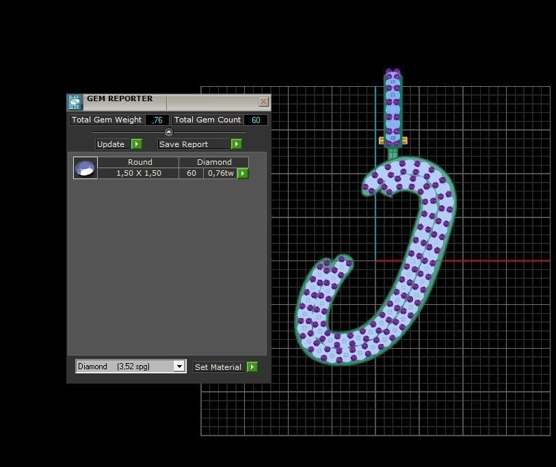 Model 804 Initial J Diamond Letter Pendant 3D print model_12