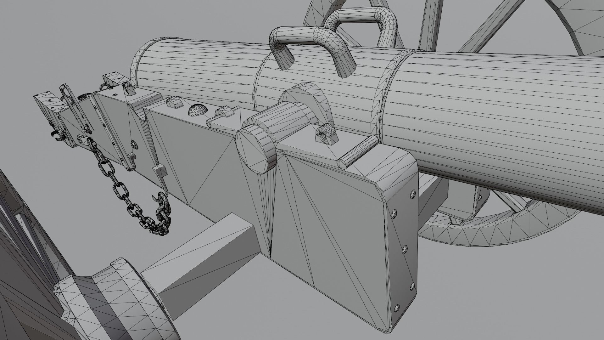 Old Medieval Artillery Cannon Low-poly 3D model_8