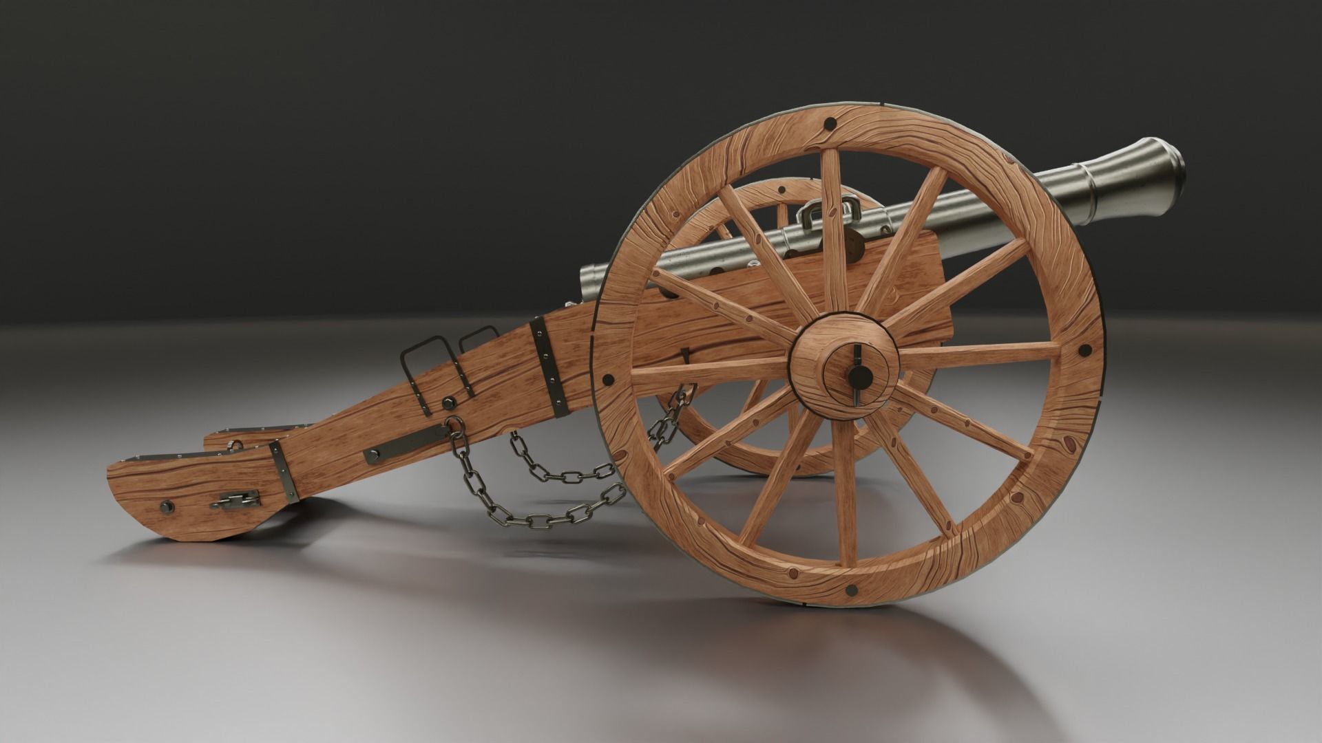 Old Medieval Artillery Cannon Low-poly 3D model_9