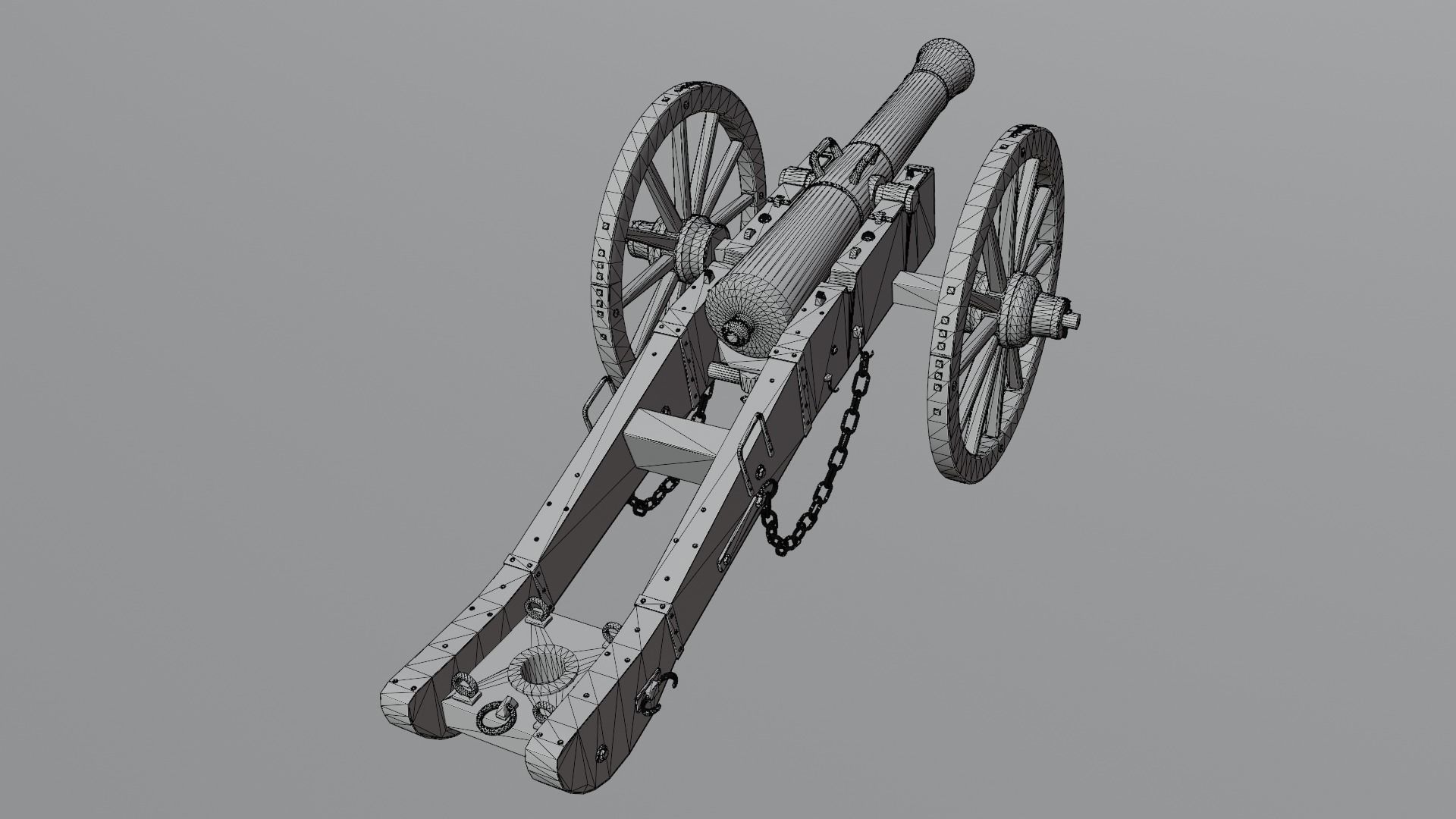 Old Medieval Artillery Cannon Low-poly 3D model_5