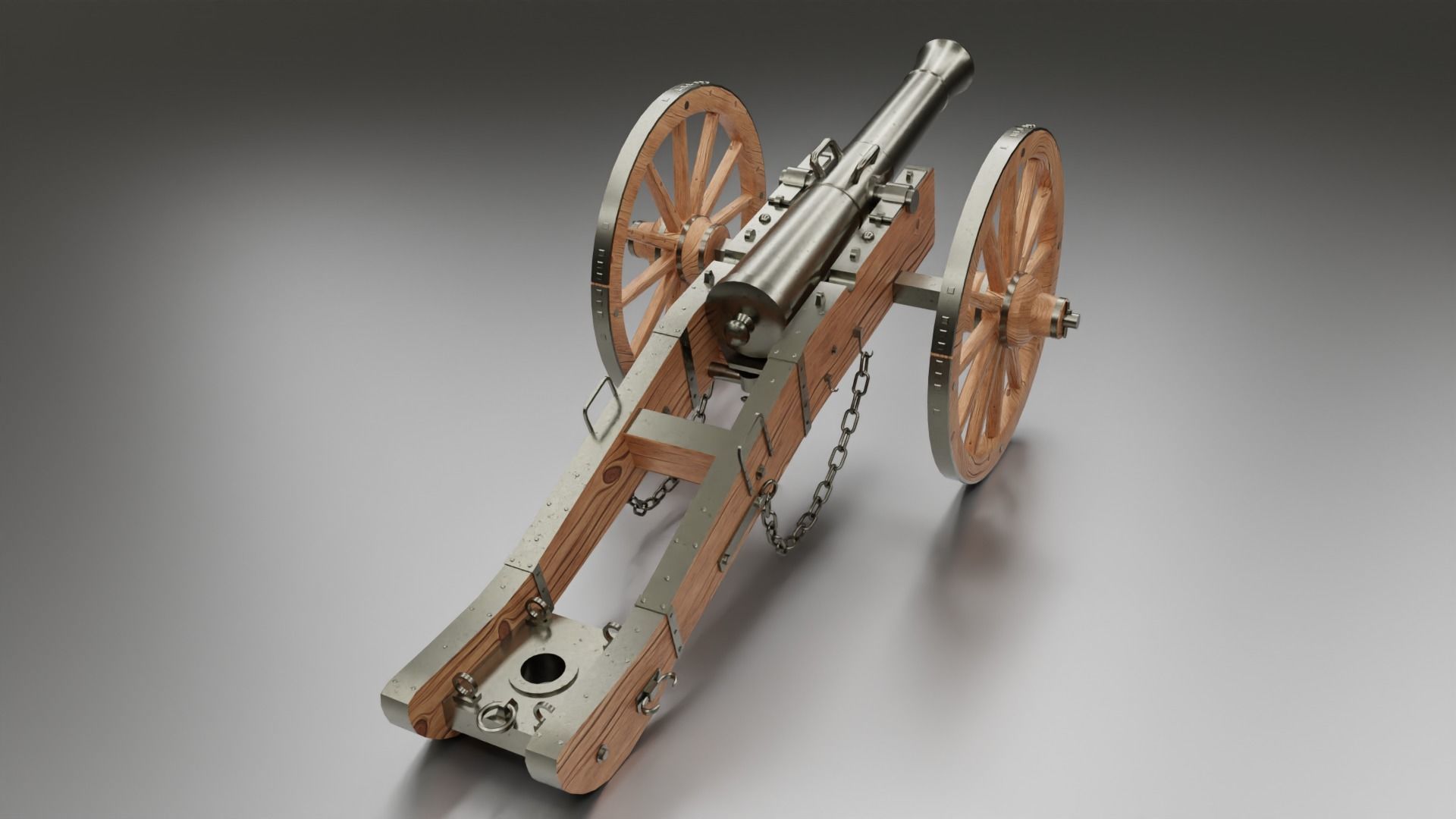 Old Medieval Artillery Cannon Low-poly 3D model_3