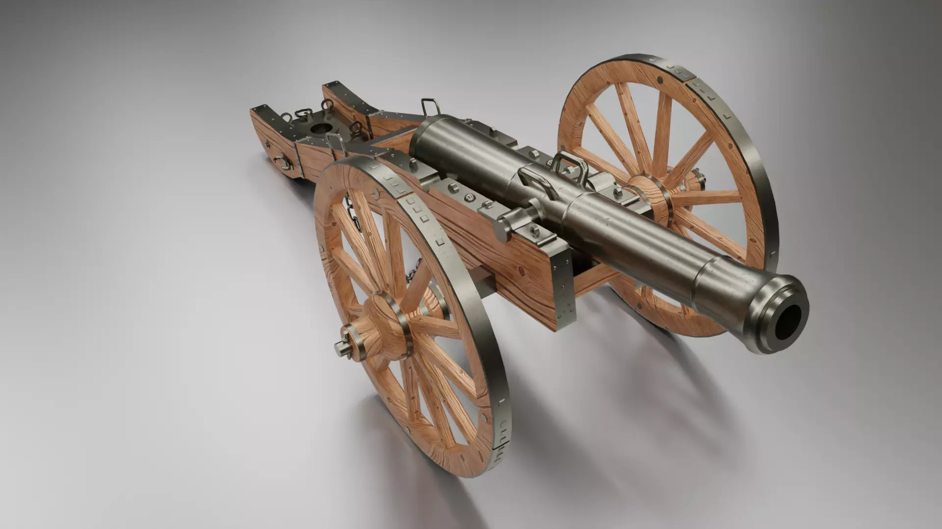 Old Medieval Artillery Cannon Low-poly 3D model_0