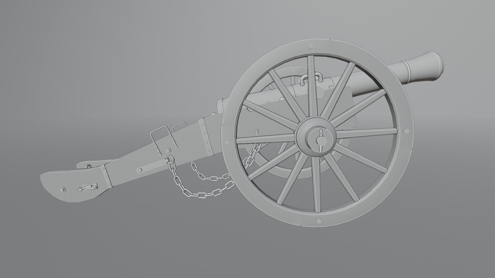 Old Medieval Artillery Cannon Low-poly 3D model_10