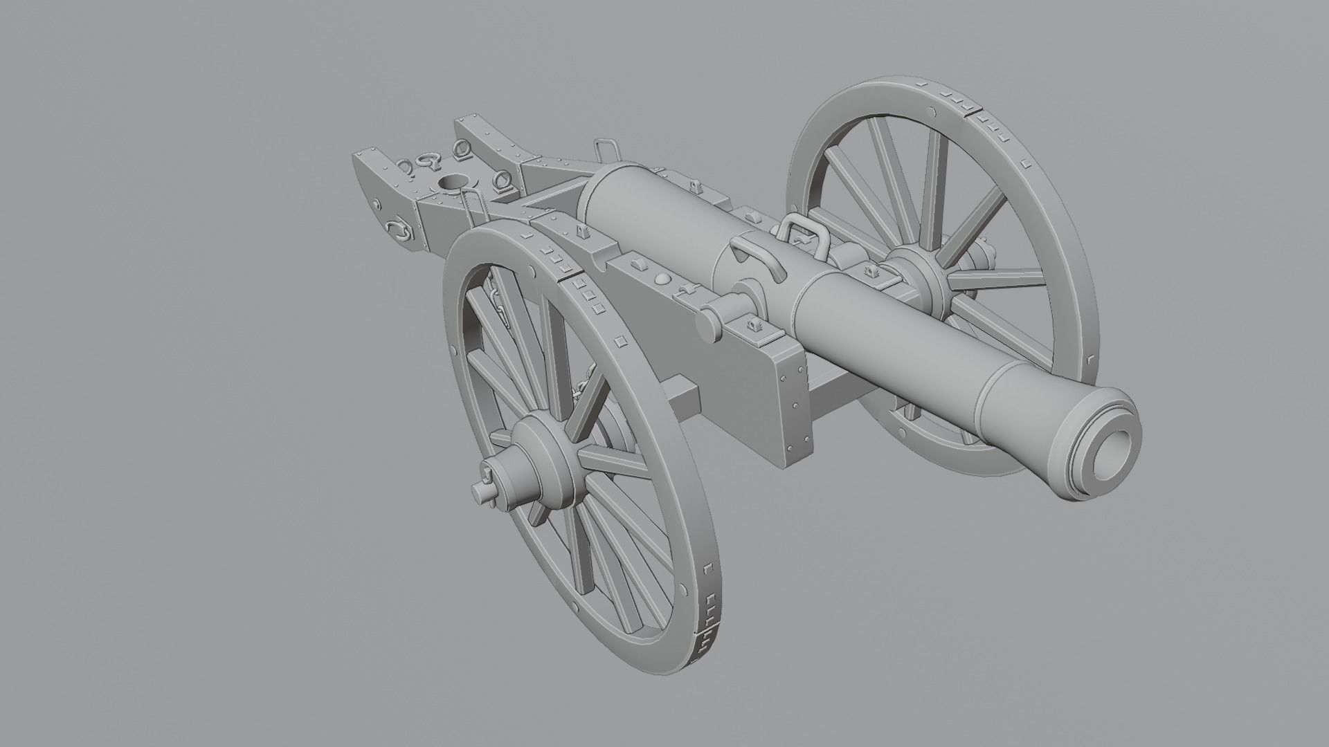 Old Medieval Artillery Cannon Low-poly 3D model_1