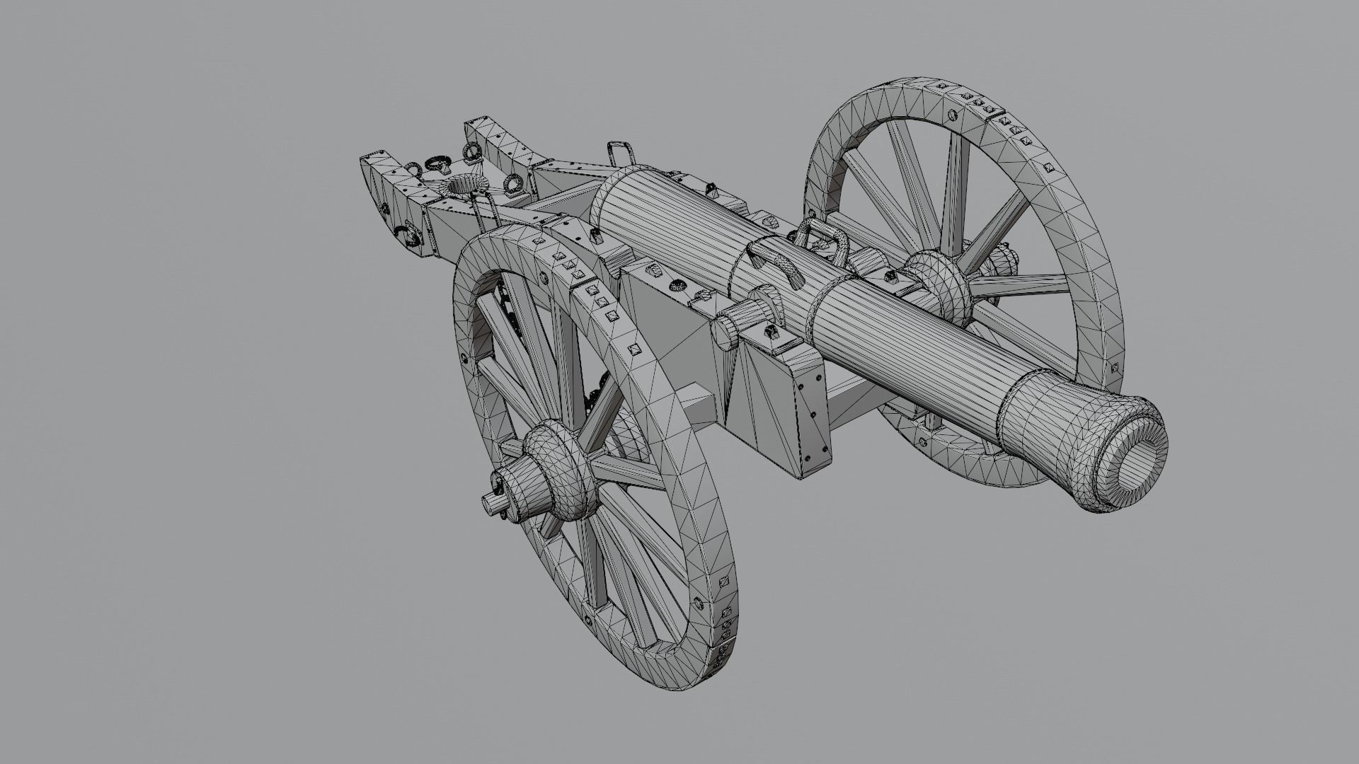 Old Medieval Artillery Cannon Low-poly 3D model_2