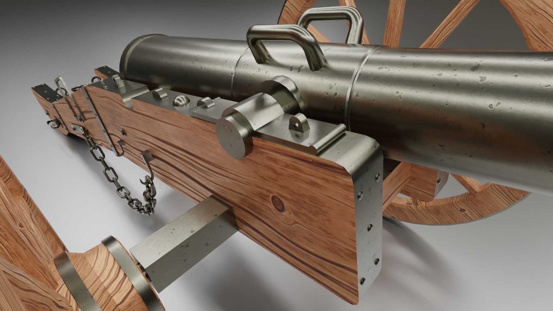 Old Medieval Artillery Cannon Low-poly 3D model_6
