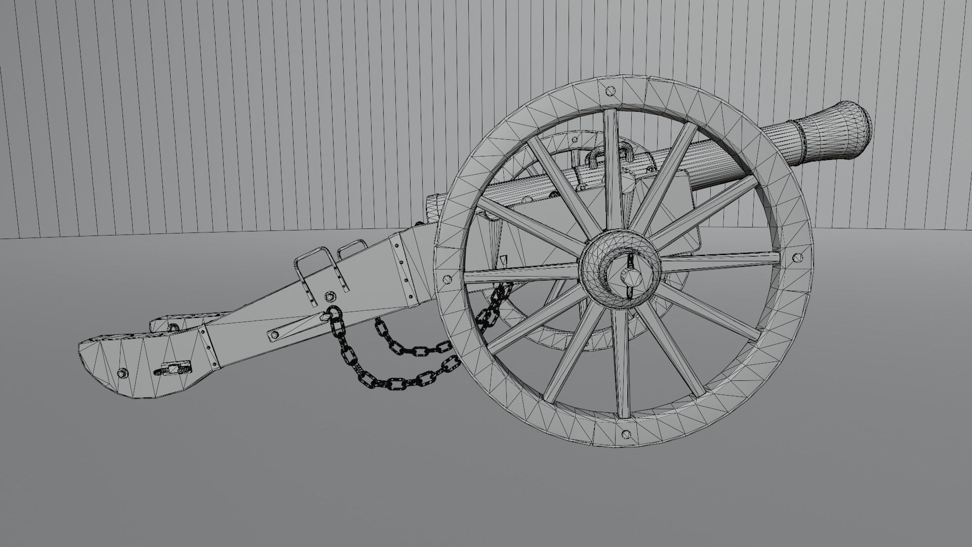 Old Medieval Artillery Cannon Low-poly 3D model_11