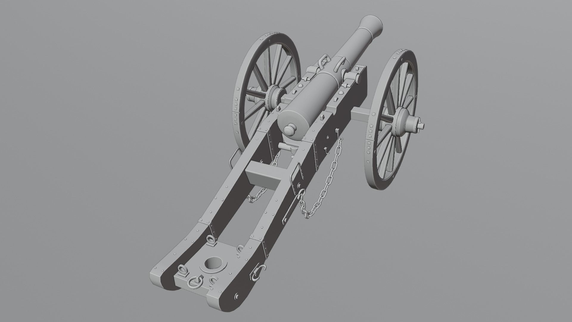 Old Medieval Artillery Cannon Low-poly 3D model_4