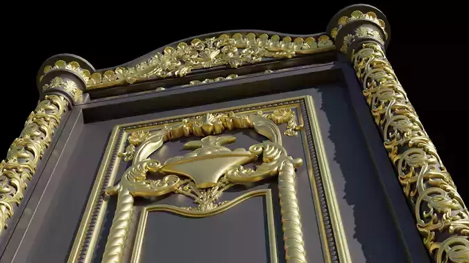 3D Door ornate gold