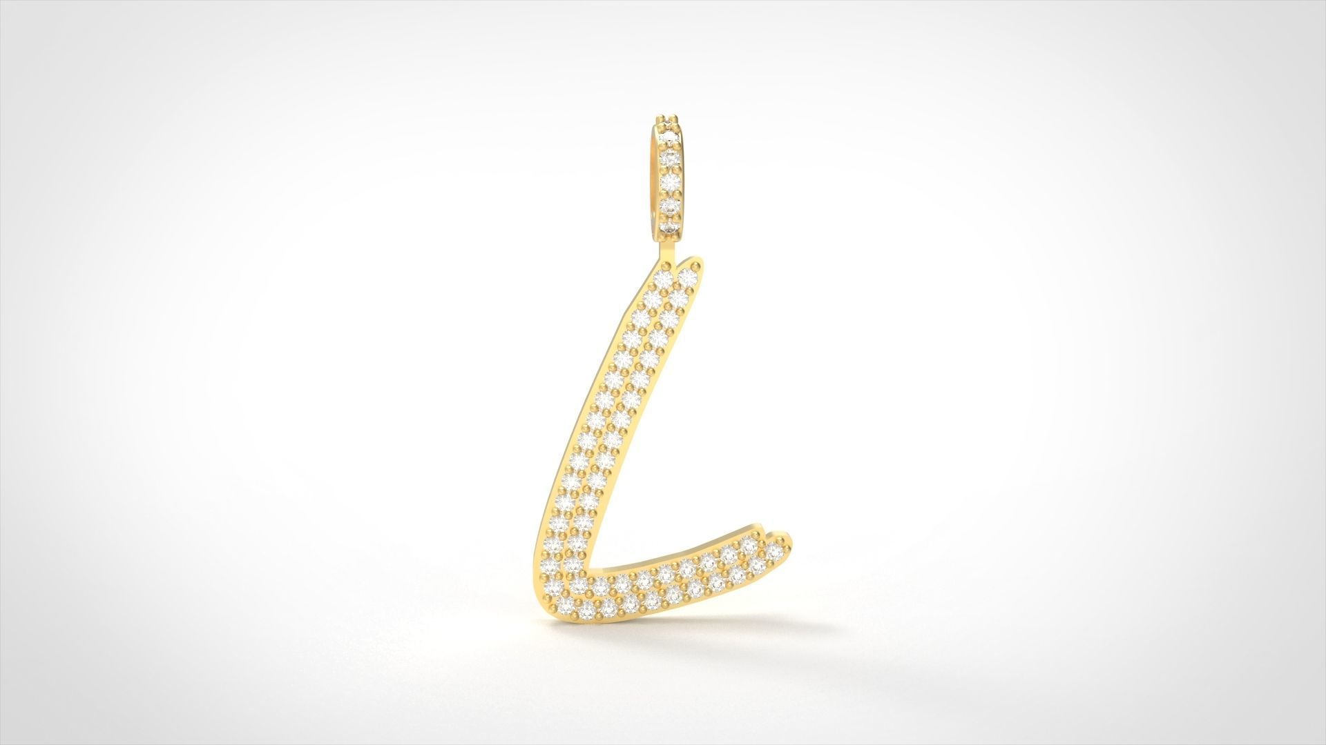 Model 806 Initial L Diamond Letter Pendant 3D print model_2