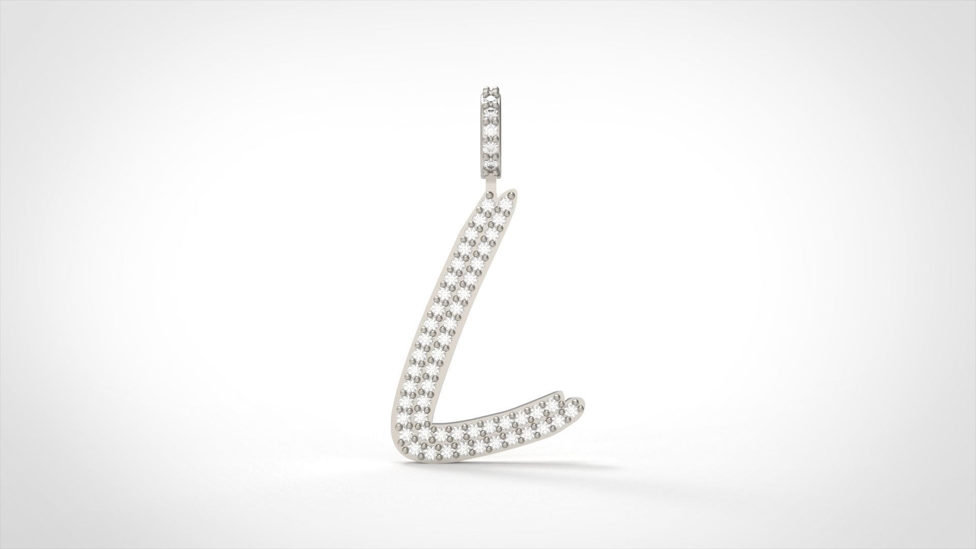 Model 806 Initial L Diamond Letter Pendant 3D print model_4