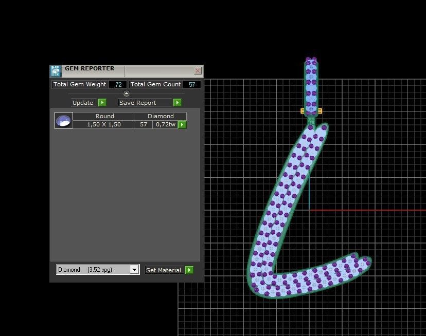 Model 806 Initial L Diamond Letter Pendant 3D print model_10