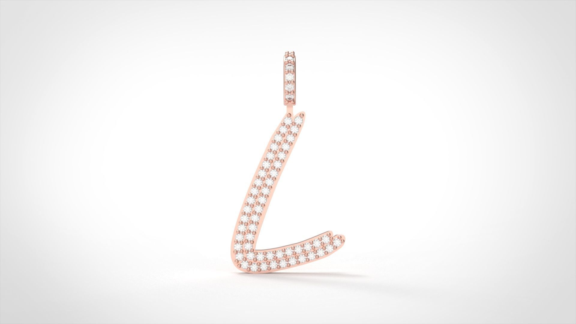 Model 806 Initial L Diamond Letter Pendant 3D print model_1