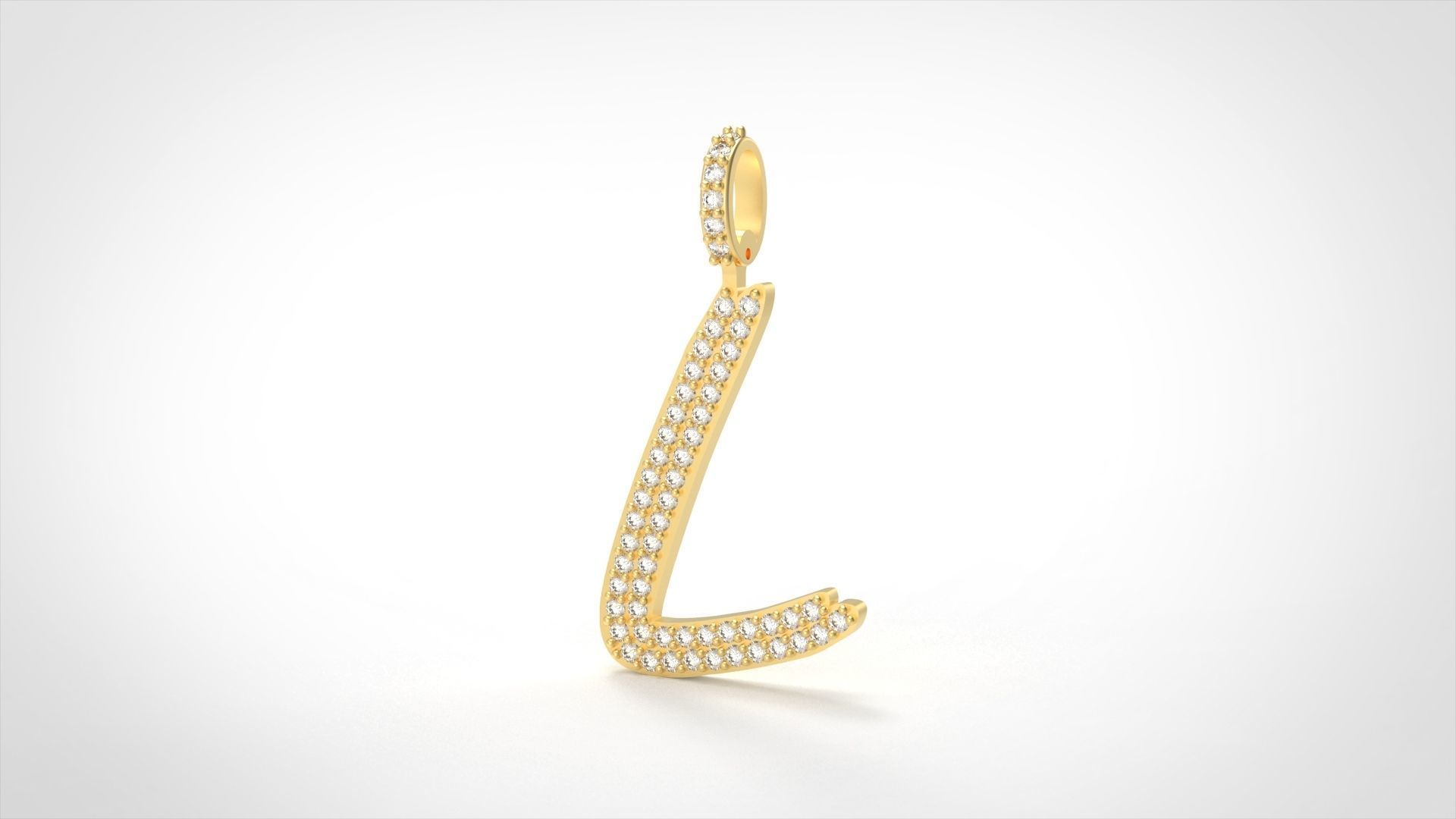 Model 806 Initial L Diamond Letter Pendant 3D print model_3