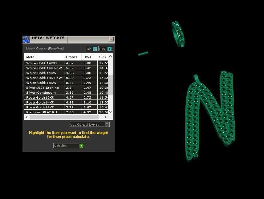 Model 808 Initial N Diamond Letter Pendant 3D print model_11