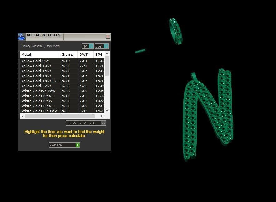 Model 808 Initial N Diamond Letter Pendant 3D print model_10