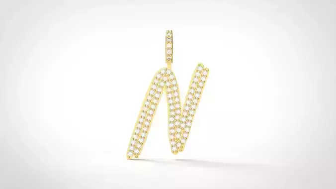 Model 808 Initial N Diamond Letter Pendant 3D print model