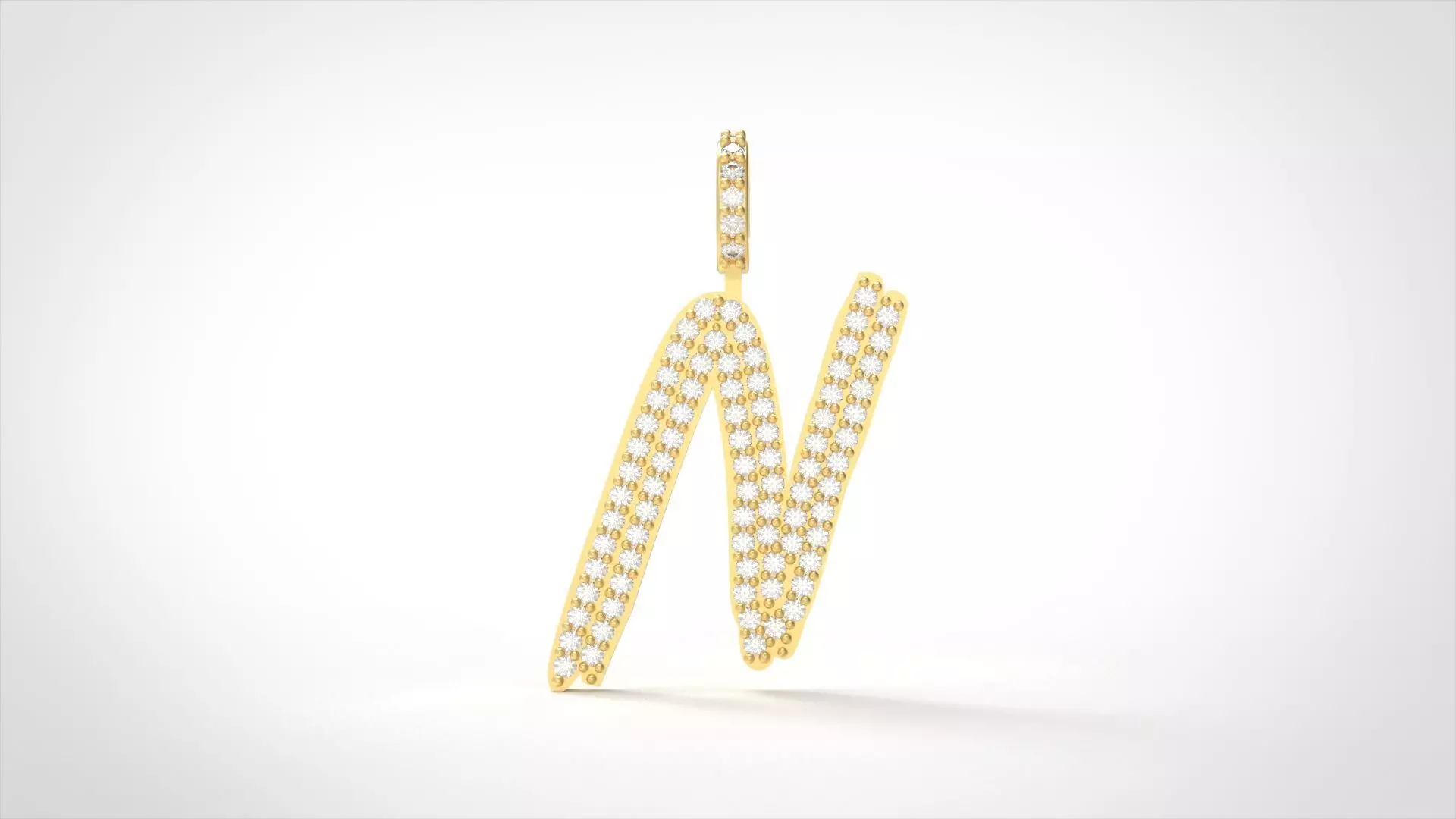 Model 808 Initial N Diamond Letter Pendant 3D print model_0