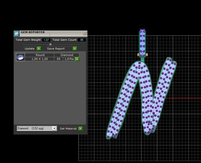 Model 808 Initial N Diamond Letter Pendant 3D print model_12