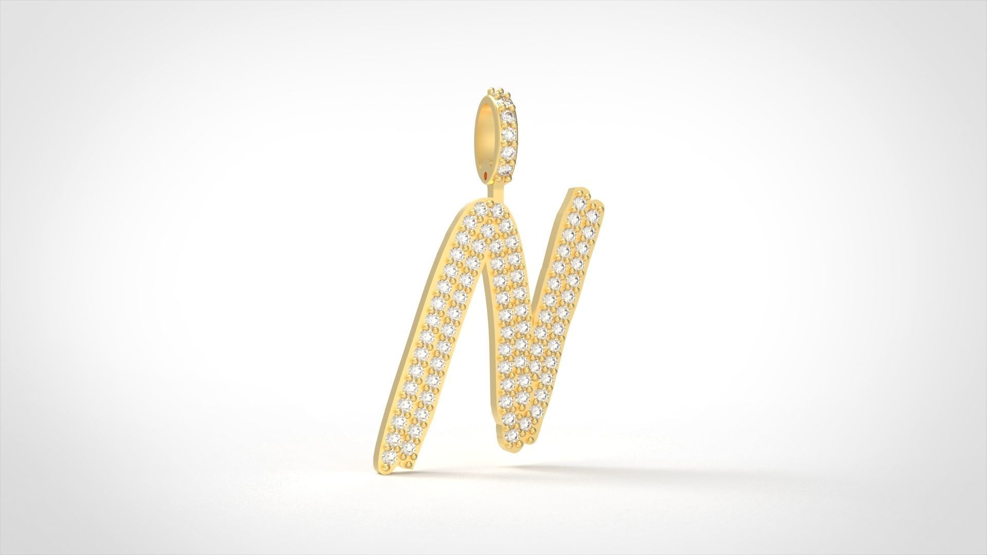 Model 808 Initial N Diamond Letter Pendant 3D print model_2