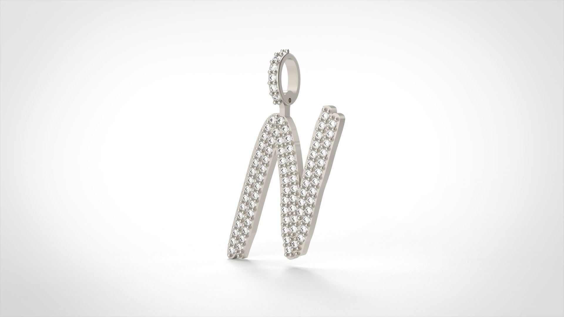 Model 808 Initial N Diamond Letter Pendant 3D print model_3