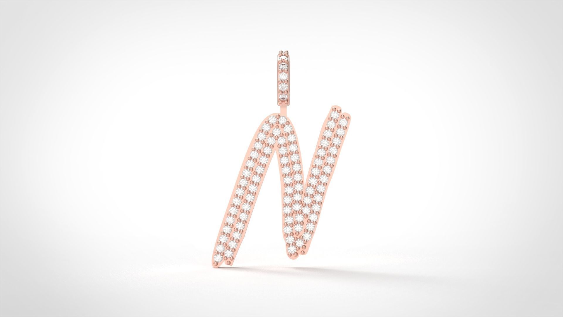 Model 808 Initial N Diamond Letter Pendant 3D print model_1