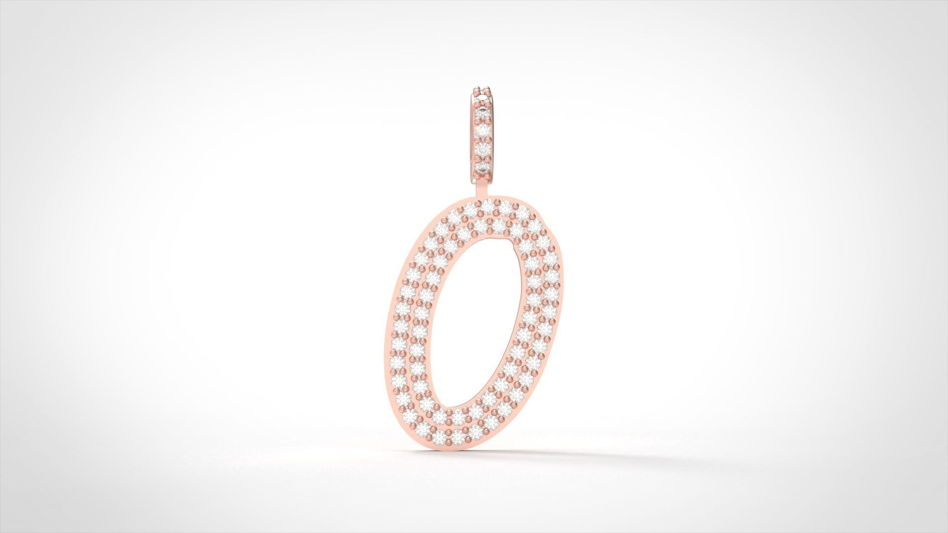 Model 809 Initial O Diamond Letter Pendant 3D print model_2