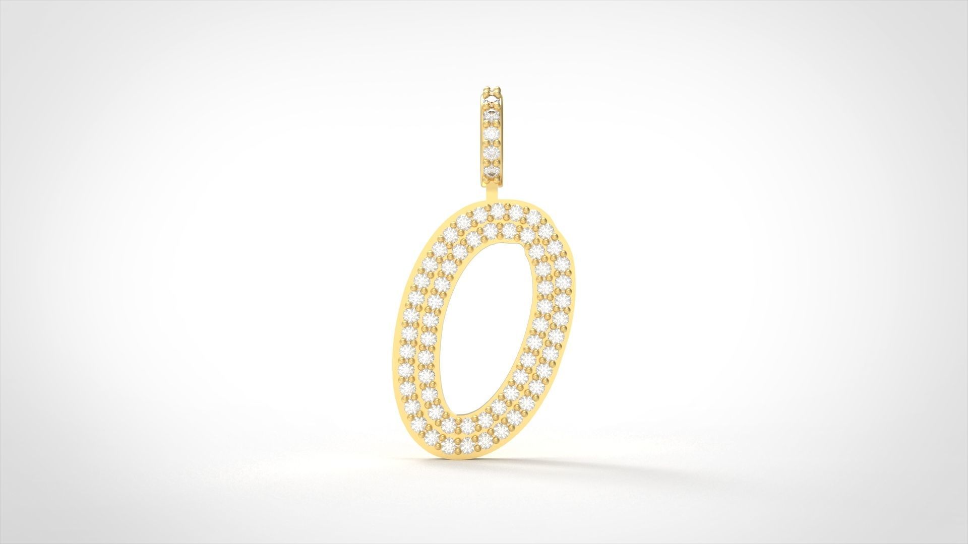Model 809 Initial O Diamond Letter Pendant 3D print model_1