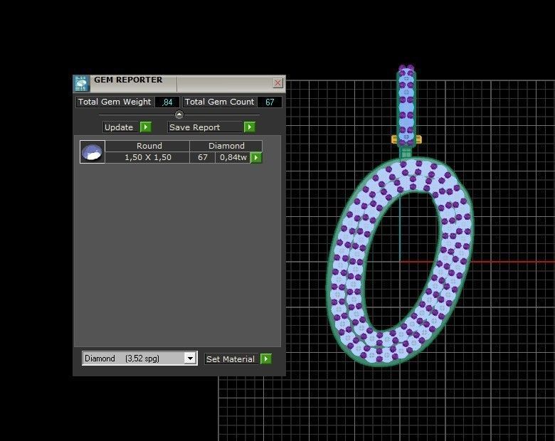 Model 809 Initial O Diamond Letter Pendant 3D print model_12