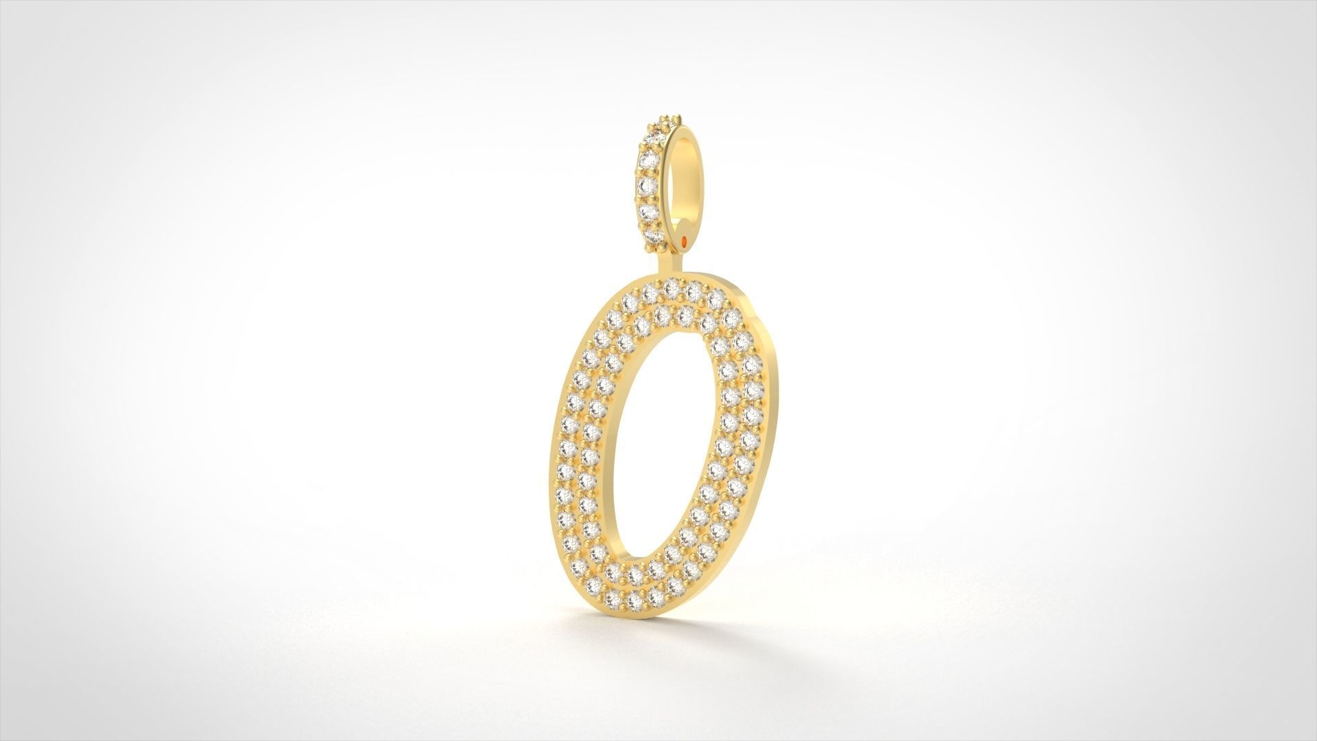 Model 809 Initial O Diamond Letter Pendant 3D print model_3