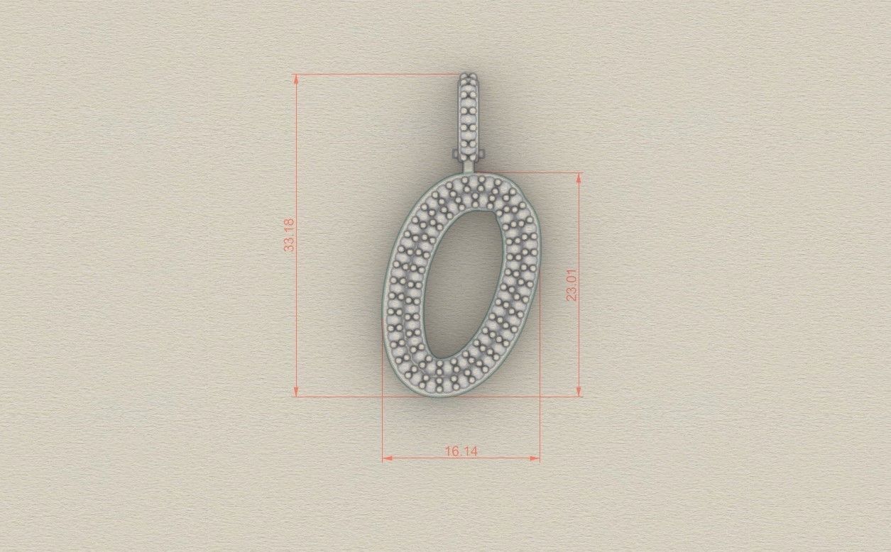 Model 809 Initial O Diamond Letter Pendant 3D print model_8