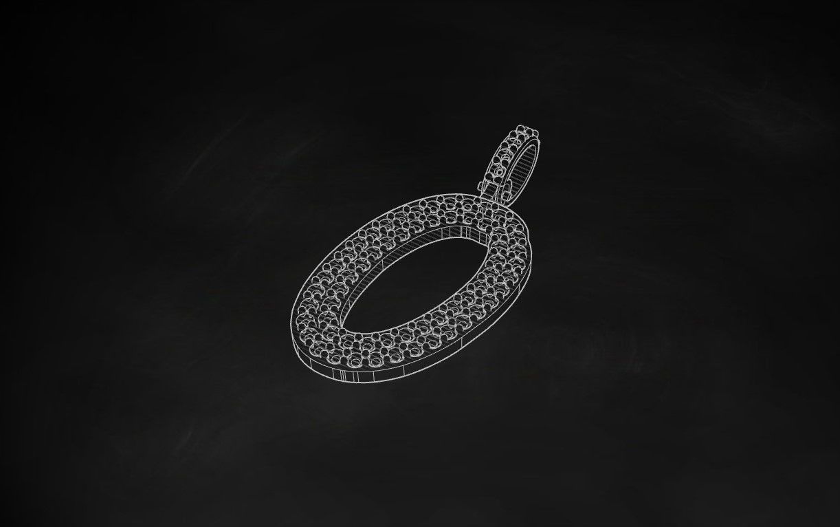 Model 809 Initial O Diamond Letter Pendant 3D print model_9