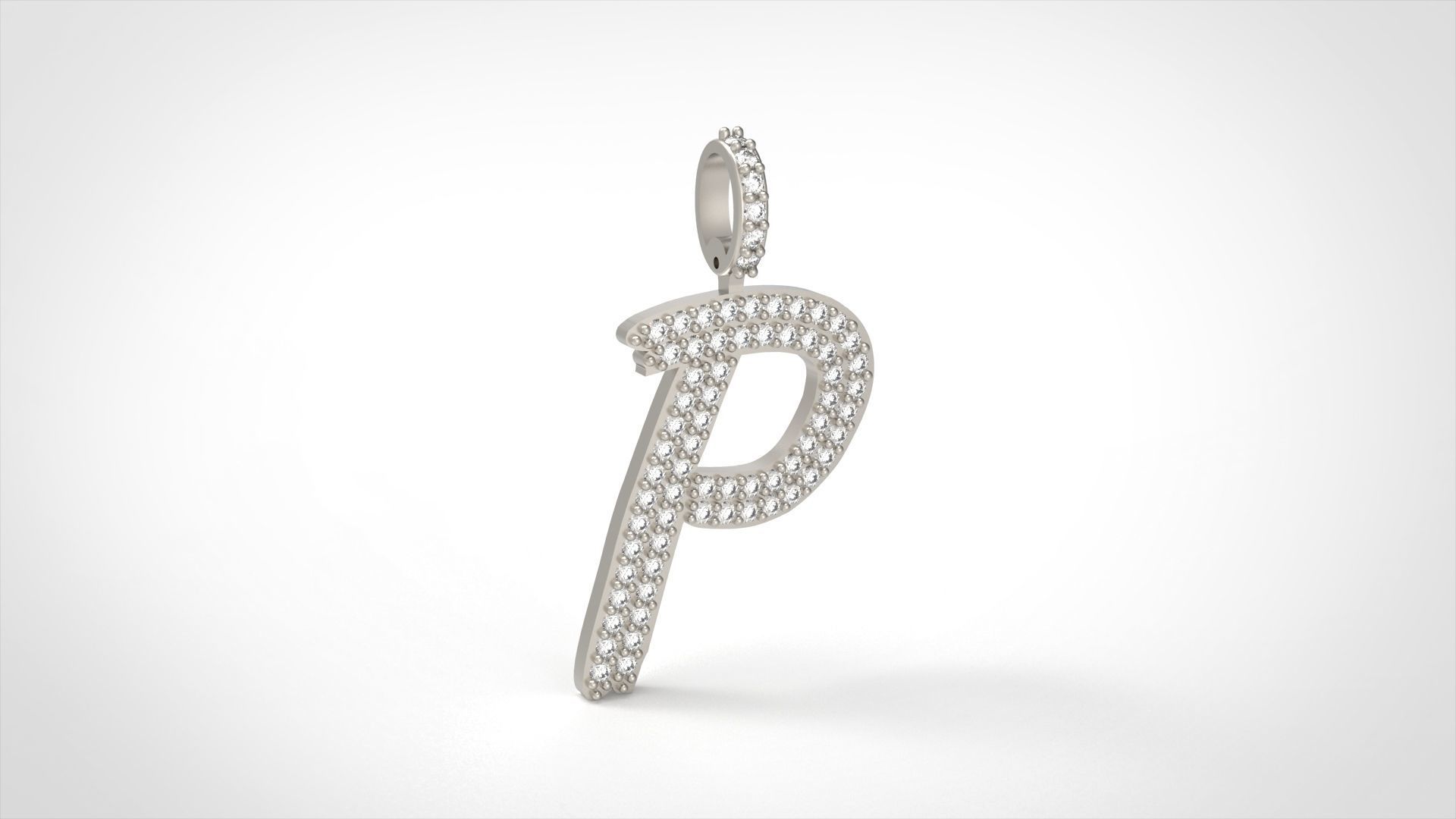 Model 810 Initial P Diamond Letter Pendant 3D print model_3