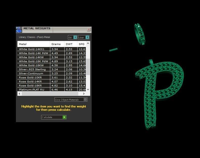 Model 810 Initial P Diamond Letter Pendant 3D print model_11