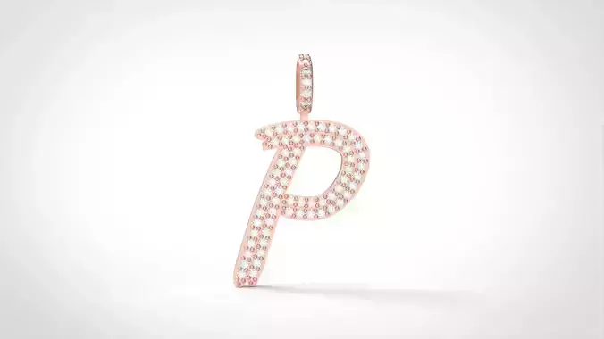 Model 810 Initial P Diamond Letter Pendant 3D print model