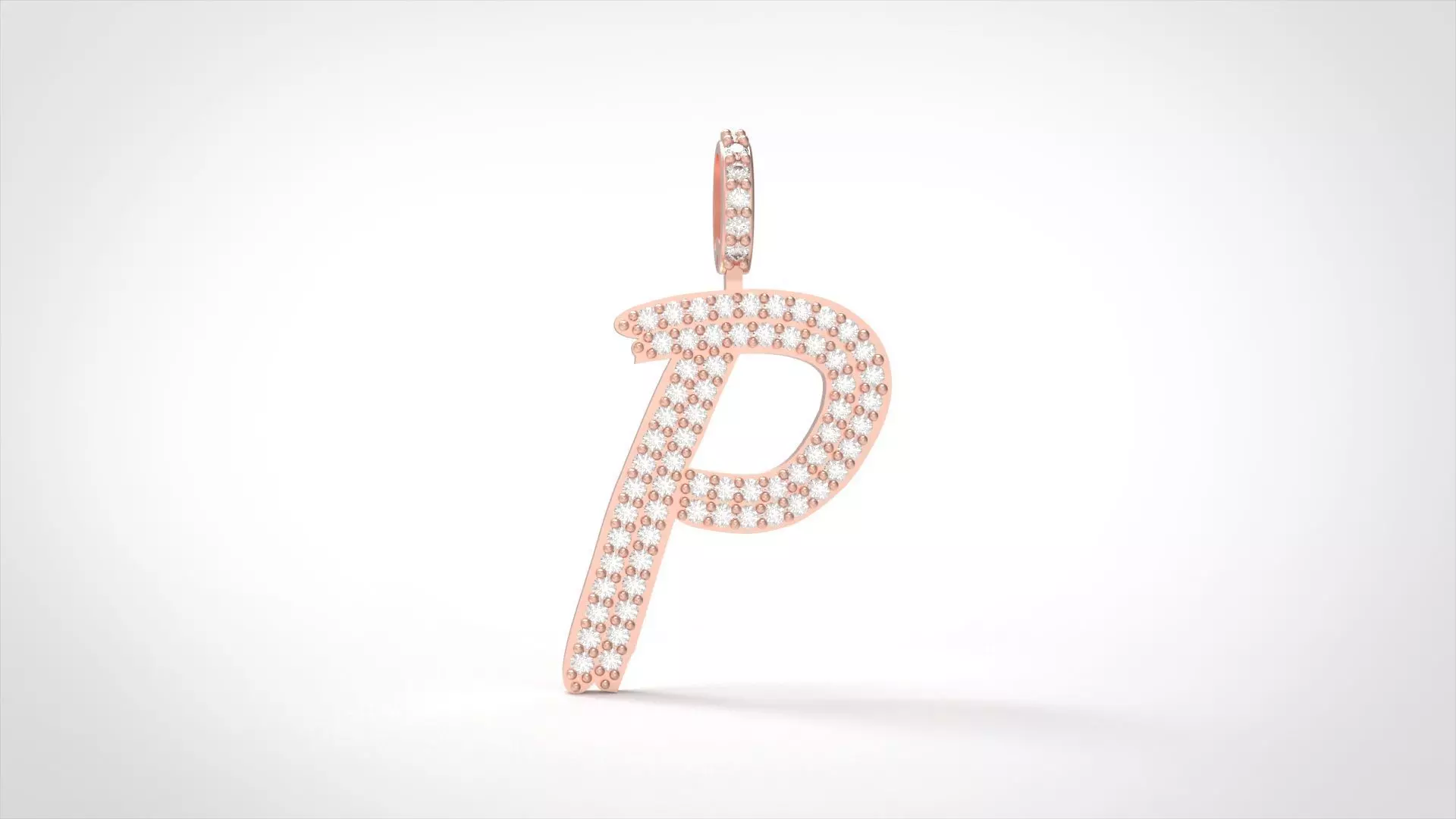Model 810 Initial P Diamond Letter Pendant 3D print model_0