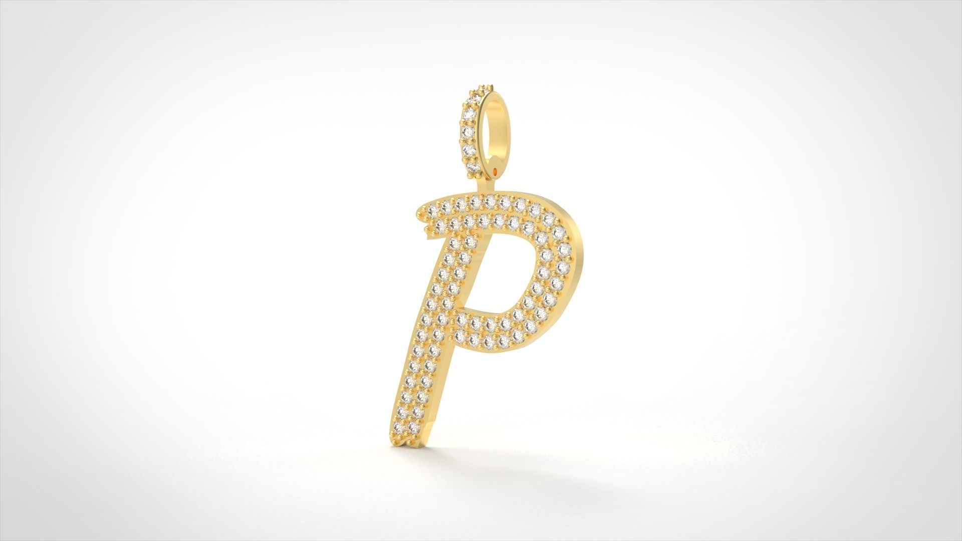 Model 810 Initial P Diamond Letter Pendant 3D print model_2