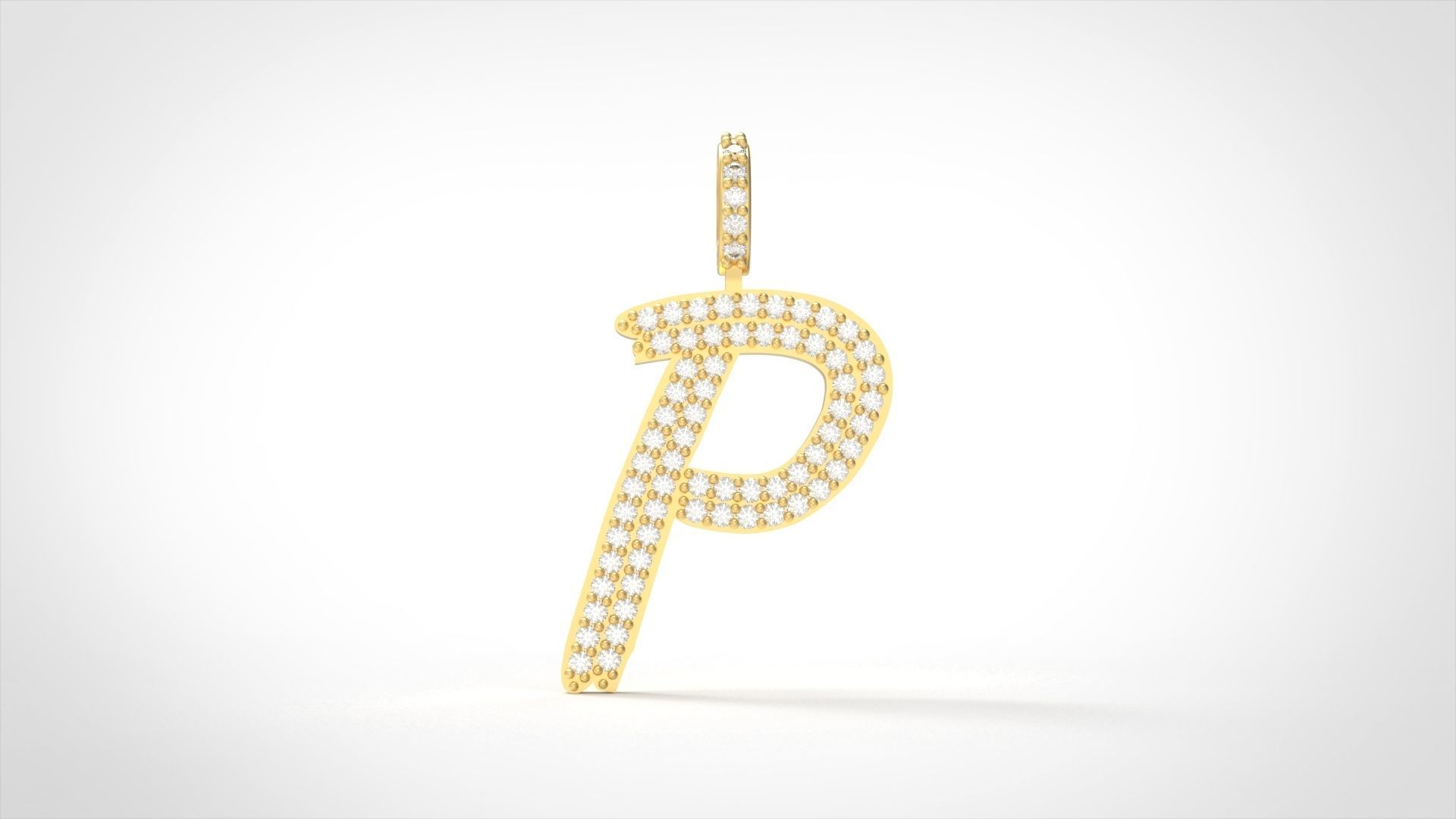 Model 810 Initial P Diamond Letter Pendant 3D print model_1