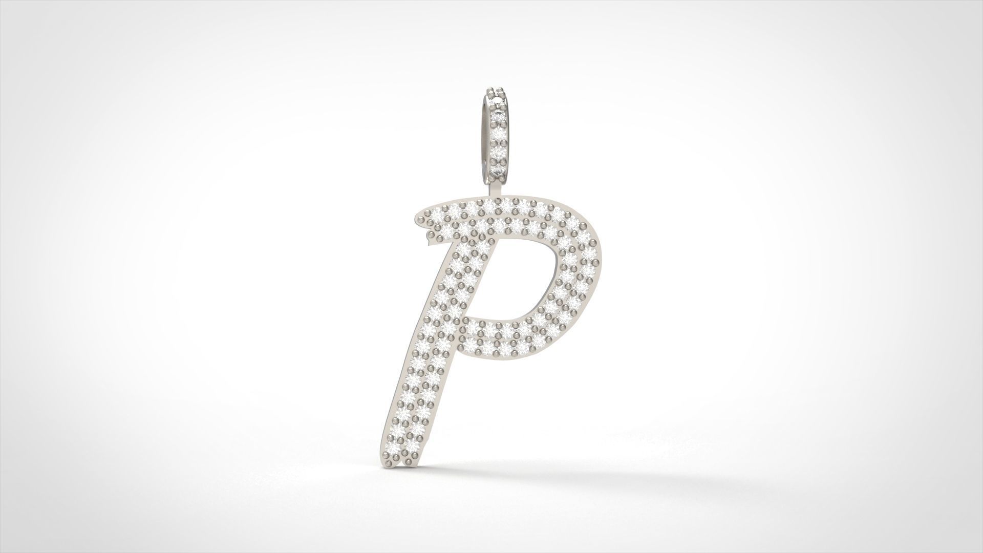 Model 810 Initial P Diamond Letter Pendant 3D print model_4